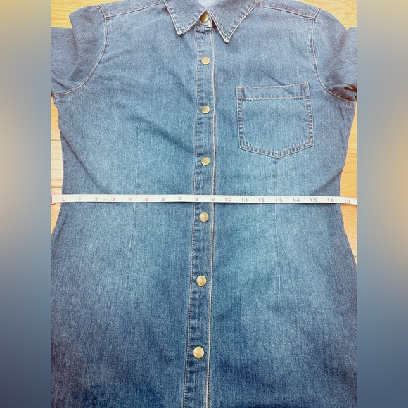 Moda International Long Denim Shirts Dress Size Medium - Picture 12 of 13